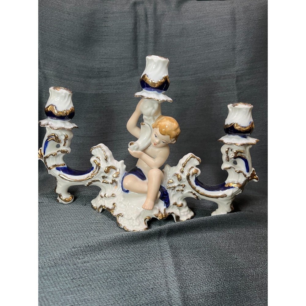 Crown Royal Antique Fine Porcelain Cherub Candelabra